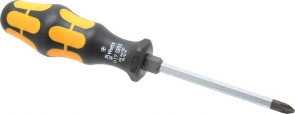 Wera - #2, 8" OAL, Demolition Phillips Screwdriver - 4" Blade Length, Hexagon Shank, Ergonomic Handle - Exact Tool & Supply