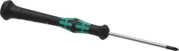Wera - #0, 6-1/8" OAL, Electronic/Electrostatic Phillips Screwdriver - 2-3/8" Blade Length, Round Shank, Ergonomic Handle - Exact Tool & Supply