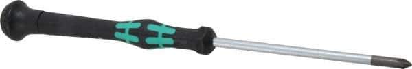 Wera - #1, 6-1/8" OAL, Electronic/Electrostatic Phillips Screwdriver - 3-1/8" Blade Length, Round Shank, Ergonomic Handle - Exact Tool & Supply