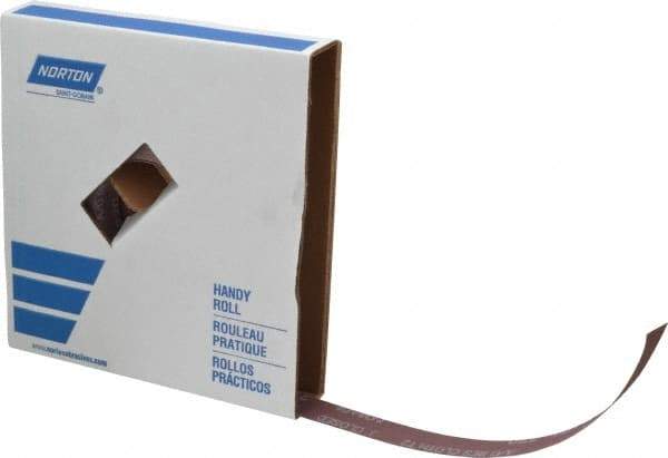 Norton - 1" x 50 Yd 220 Grit Aluminum Oxide Cloth Roll - Very Fine Grade, J Weighted Backing - Exact Tool & Supply