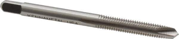 Kennametal - #10-32 UNF, 2 Flute, Bright Finish, High Speed Steel Spiral Point Tap - Plug Chamfer, Right Hand Thread, 2-3/8" OAL, 7/8" Thread Length, 0.194" Shank Diam - Exact Tool & Supply