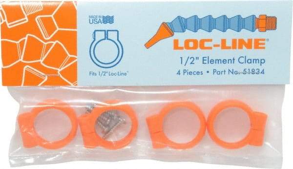 Loc-Line - Unthreaded, 1/2" Hose Inside Diam, Coolant Hose Element Clamp - For Use with 1/2" Loc-Line Modular Hose System, 4 Pieces - Exact Tool & Supply