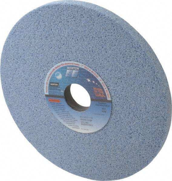 Norton - 8" Diam x 1-1/4" Hole x 1/2" Thick, H Hardness, 46 Grit Surface Grinding Wheel - Ceramic, Type 1, Coarse Grade, 3,600 Max RPM, Vitrified Bond, No Recess - Exact Tool & Supply