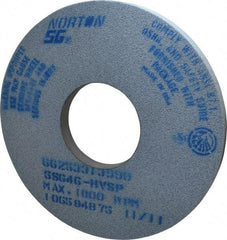 Norton - 14" Diam x 5" Hole x 1" Thick, H Hardness, 46 Grit Surface Grinding Wheel - Ceramic, Type 1, Coarse Grade, 2,320 Max RPM, Vitrified Bond, No Recess - Exact Tool & Supply