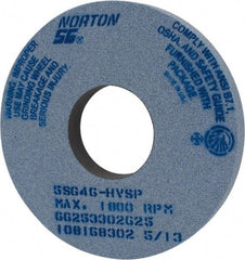 Norton - 14" Diam x 5" Hole x 1-1/2" Thick, H Hardness, 46 Grit Surface Grinding Wheel - Ceramic, Type 1, Coarse Grade, 1,800 Max RPM, Vitrified Bond, No Recess - Exact Tool & Supply
