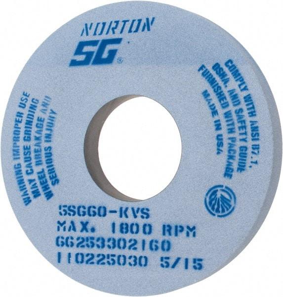 Norton - 14" Diam x 5" Hole x 1-1/2" Thick, K Hardness, 60 Grit Surface Grinding Wheel - Ceramic, Type 1, Medium Grade, 1,800 Max RPM, Vitrified Bond, No Recess - Exact Tool & Supply