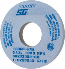 Norton - 14" Diam x 5" Hole x 1-1/2" Thick, K Hardness, 60 Grit Surface Grinding Wheel - Ceramic, Type 1, Medium Grade, 1,800 Max RPM, Vitrified Bond, No Recess - Exact Tool & Supply