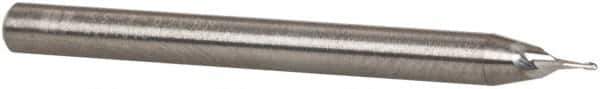 RobbJack - 0.058", 0.087" LOC, 1/8" Shank Diam, 1-1/2" OAL, 2 Flute, Solid Carbide Square End Mill - Single End, Uncoated, Spiral Flute, 30° Helix, Centercutting, Right Hand Cut, Right Hand Flute, Series SS-2 - Exact Tool & Supply