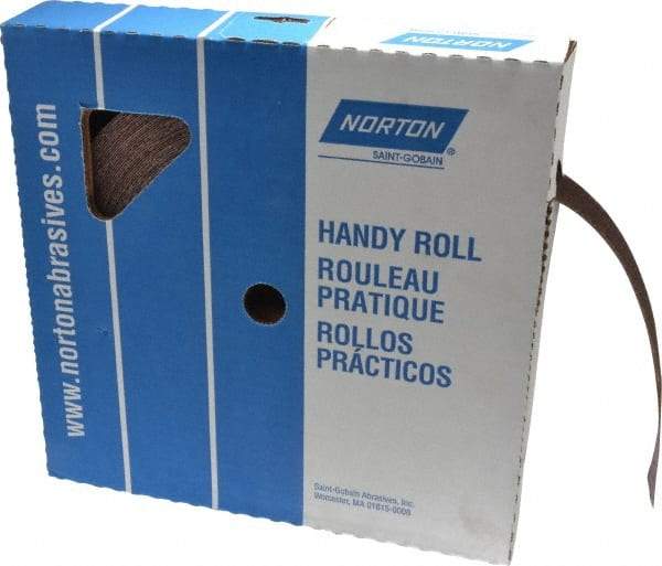 Norton - 1-1/2" x 50 Yd 50 Grit Aluminum Oxide Cloth Roll - Coarse Grade, J Weighted Backing - Exact Tool & Supply