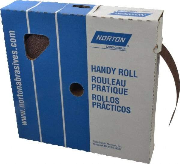 Norton - 1-1/2" x 50 Yd 80 Grit Aluminum Oxide Cloth Roll - Medium Grade, J Weighted Backing - Exact Tool & Supply