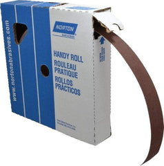 Norton - 1-1/2" x 50 Yd 120 Grit Aluminum Oxide Cloth Roll - Fine Grade, J Weighted Backing - Exact Tool & Supply