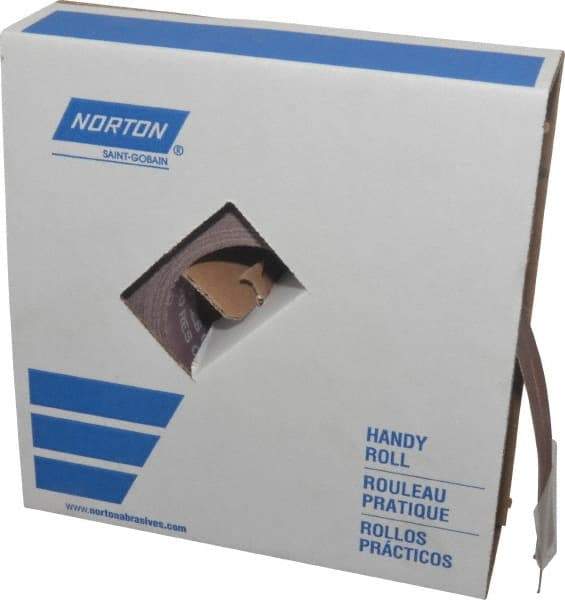 Norton - 1-1/2" x 50 Yd 180 Grit Aluminum Oxide Cloth Roll - Very Fine Grade, J Weighted Backing - Exact Tool & Supply