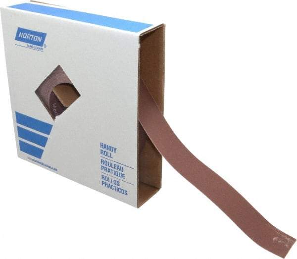 Norton - 1-1/2" x 50 Yd 240 Grit Aluminum Oxide Cloth Roll - Very Fine Grade, J Weighted Backing - Exact Tool & Supply
