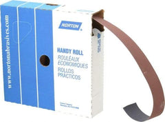 Norton - 1-1/2" x 50 Yd 320 Grit Aluminum Oxide Cloth Roll - Extra Fine Grade, J Weighted Backing - Exact Tool & Supply