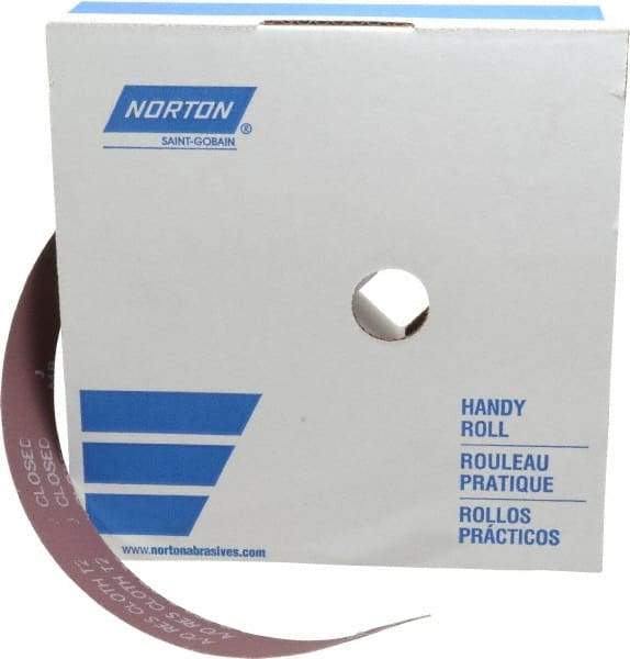 Norton - 1-1/2" x 50 Yd 400 Grit Aluminum Oxide Cloth Roll - Extra Fine Grade, J Weighted Backing - Exact Tool & Supply