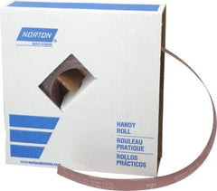 Norton - 1-1/2" x 50 Yd 600 Grit Aluminum Oxide Cloth Roll - Extra Fine Grade, J Weighted Backing - Exact Tool & Supply