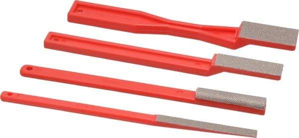 3M - 4 Piece Diamond Pattern File Set - 1-1/2" File Length, Set Includes Half Round - Exact Tool & Supply