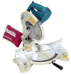 Makita - 15 Amp, 115 Volt, 4,600 RPM, 45° Left Single Bevel Miter Saw - 5/8" Arbor, 10" Blade Diam - Exact Tool & Supply