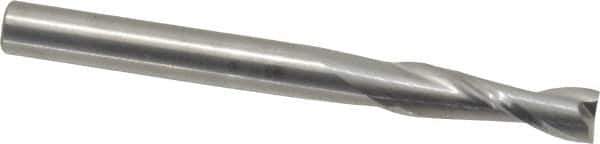 RobbJack - 3/16", 5/8" LOC, 3/16" Shank Diam, 2" OAL, 2 Flute, Solid Carbide Square End Mill - Single End, Uncoated, Spiral Flute, 30° Helix, Centercutting, Right Hand Cut, Right Hand Flute, Series C1-201 - Exact Tool & Supply