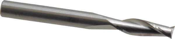 RobbJack - 1/4", 3/4" LOC, 1/4" Shank Diam, 2-1/2" OAL, 2 Flute, Solid Carbide Square End Mill - Single End, Uncoated, Spiral Flute, 30° Helix, Centercutting, Right Hand Cut, Right Hand Flute, Series C1-201 - Exact Tool & Supply