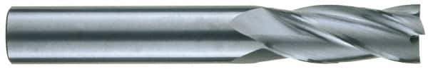 RobbJack - 9/16", 1-1/4" LOC, 9/16" Shank Diam, 3-1/2" OAL, 4 Flute, Solid Carbide Square End Mill - Single End, Uncoated, Spiral Flute, 30° Helix, Centercutting, Right Hand Cut, Right Hand Flute, Series C1-401 - Exact Tool & Supply