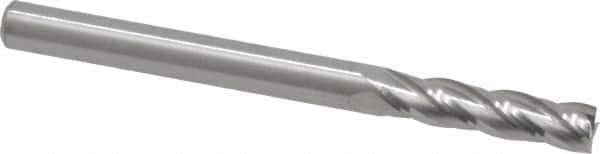 RobbJack - 1/8", 1/2" LOC, 1/8" Shank Diam, 1-1/2" OAL, 4 Flute, Solid Carbide Square End Mill - Single End, Uncoated, Spiral Flute, 30° Helix, Centercutting, Right Hand Cut, Right Hand Flute, Series C1-401 - Exact Tool & Supply
