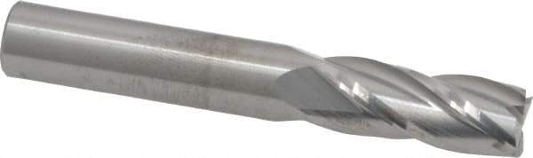 RobbJack - 3/8", 7/8" LOC, 3/8" Shank Diam, 2-1/2" OAL, 4 Flute, Solid Carbide Square End Mill - Single End, Uncoated, Spiral Flute, 30° Helix, Centercutting, Right Hand Cut, Right Hand Flute, Series C1-401 - Exact Tool & Supply
