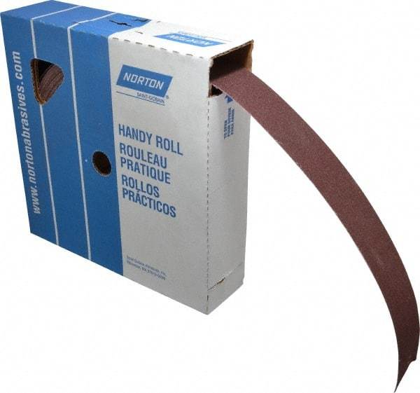 Norton - 2" x 50 Yd 100 Grit Aluminum Oxide Cloth Roll - Fine Grade, J Weighted Backing - Exact Tool & Supply