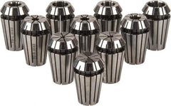 Accupro - 10 Piece, 0.02" to 0.393" Capacity, ER Collet Set - 0.01mm TIR, Series ER16 - Exact Tool & Supply