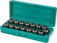 Accupro - 15 Piece, 0.039" to 0.629" Capacity, ER Collet Set - 0.01mm TIR, Series ER25 - Exact Tool & Supply