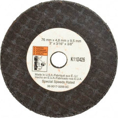 3M - 3" Aluminum Oxide Cutoff Wheel - 3/16" Thick, 3/8" Arbor, 20,375 Max RPM, Use with Die Grinders - Exact Tool & Supply