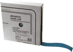Value Collection - 1-1/2" x 50 Yd 320 Grit Aluminum Oxide Cloth Roll - Extra Fine Grade, J Weighted Backing - Exact Tool & Supply