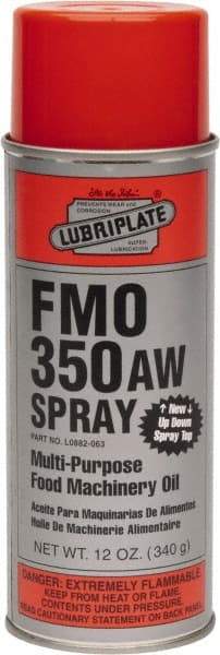 Lubriplate - 9.5 oz Aerosol Mineral Multi-Purpose Oil - SAE 20, ISO 68, 65 cSt at 40°C & 9 cSt at 100°C, Food Grade - Exact Tool & Supply