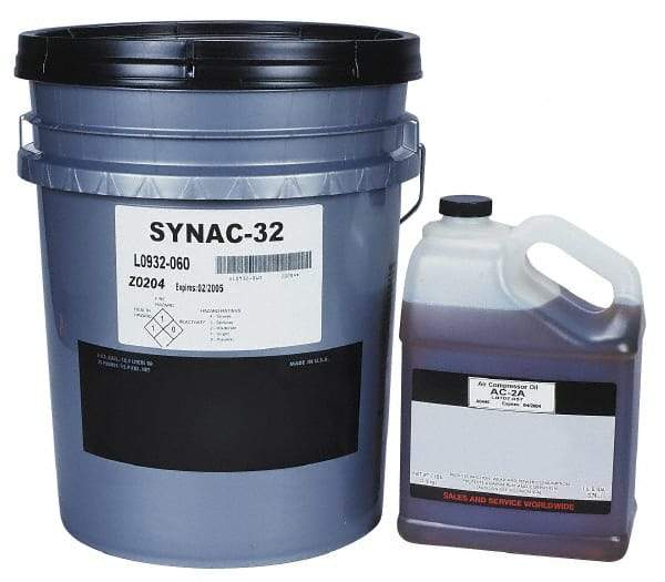 Lubriplate - 5 Gal Pail, ISO 46, SAE 20, Air Compressor Oil - 213 Viscosity (SUS) at 100°F, 49 Viscosity (SUS) at 210°F, Series SYNAC 46 - Exact Tool & Supply