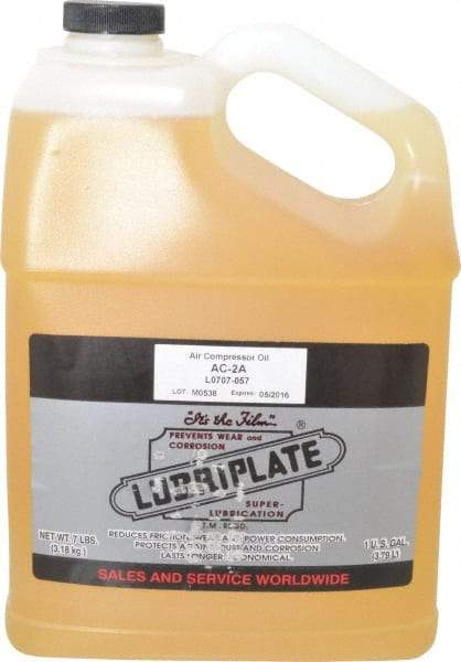 Lubriplate - 1 Gal Bottle, ISO 100, SAE 30, Air Compressor Oil - 430 Viscosity (SUS) at 100°F, 63 Viscosity (SUS) at 210°F, Series AC-2A - Exact Tool & Supply