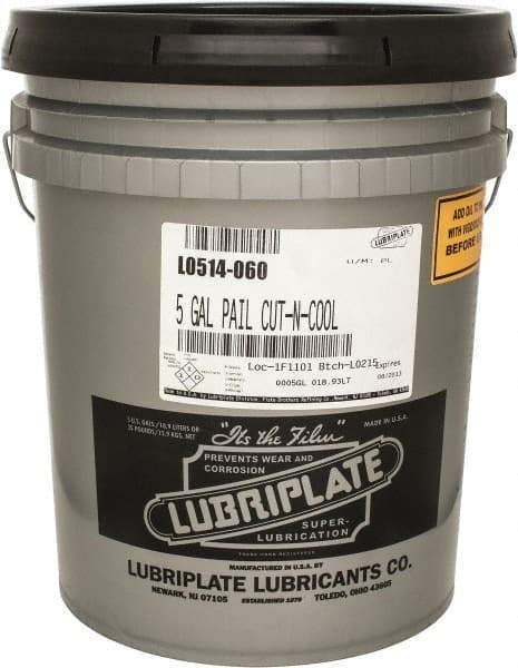 Lubriplate - Cut-N-Cool, 5 Gal Pail Cutting Fluid - Water Soluble - Exact Tool & Supply
