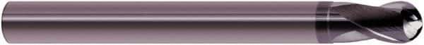 SGS - 1.5mm Diam, 1.5mm LOC, 2 Flute Solid Carbide Ball End Mill - AlTiN Finish, Single End, 76mm OAL, 6mm Shank Diam, Spiral Flute - Exact Tool & Supply