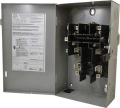 Eaton Cutler-Hammer - 60 Amp, 240 VAC, 2 Pole Fused Safety Switch - NEMA 1, 1 Phase, 3 to 10 hp at 240 VAC (Single Phase), 7-1/2 to 15 hp at 240 VAC (Triple Phase), DPST Contact Form - Exact Tool & Supply