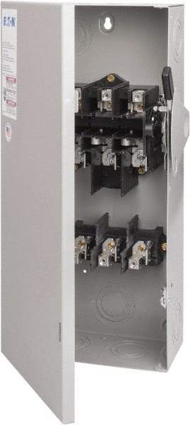 Eaton Cutler-Hammer - 100 Amp, 240 VAC, 3 Pole Fused Safety Switch - NEMA 1, 1 Phase, 7-1/2 to 15 hp at 240 VAC (Single Phase), 15 to 30 hp at 240 VAC (Triple Phase), 3PST Contact Form - Exact Tool & Supply