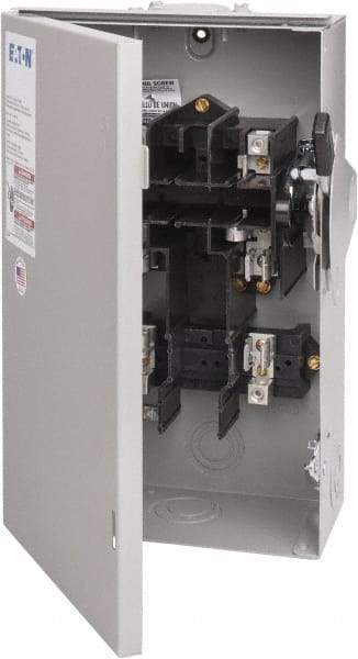 Eaton Cutler-Hammer - 60 Amp, 240 VAC, 2 Pole Fused Safety Switch - NEMA 3R, 3 Phase, 3 to 10 hp at 240 VAC (Single Phase), 7-1/2 to 15 hp at 240 VAC (Triple Phase), DPST Contact Form - Exact Tool & Supply