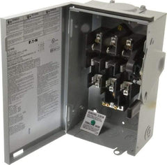 Eaton Cutler-Hammer - 30 Amp, 240 VAC, 3 Pole Fused Safety Switch - NEMA 3R, 3 Phase, 1-1/2 to 3 hp at 240 VAC (Single Phase), 3 to 7-1/2 hp at 240 VAC (Triple Phase), 3PST Contact Form - Exact Tool & Supply