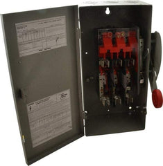 Eaton Cutler-Hammer - 60 Amp, 250 VDC, 480-600 VAC, 3 Pole Fused Safety Switch - NEMA 1, 1 Phase, 20 hp at 480 VAC, 25 hp at 600 VAC (Single Phase), 30 hp at 480 VAC, 50 hp at 600 VAC (Triple Phase), 3PST Contact Form - Exact Tool & Supply
