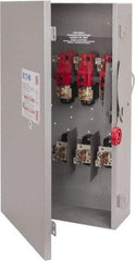 Eaton Cutler-Hammer - 200 Amp, 250 VDC, 480-600 VAC, 3 Pole Fused Safety Switch - NEMA 1, 1 Phase, 50 hp at 480/600 VAC (Single Phase), 125 hp at 480 VAC, 150 hp at 600 VAC (Triple Phase), 3PST Contact Form - Exact Tool & Supply