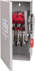 Eaton Cutler-Hammer - 60 Amp, 250 VDC, 480-600 VAC, 3 Pole Fused Safety Switch - NEMA 1, 1 Phase, 20 hp at 480 VAC, 25 hp at 600 VAC (Single Phase), 30 hp at 480 VAC, 50 hp at 600 VAC (Triple Phase), 3PST Contact Form - Exact Tool & Supply