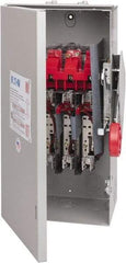 Eaton Cutler-Hammer - 60 Amp, 250 VDC, 480-600 VAC, 3 Pole Fused Safety Switch - NEMA 3R, 3 Phase, 20 hp at 480 VAC, 25 hp at 600 VAC (Single Phase), 30 hp at 480 VAC, 50 hp at 600 VAC (Triple Phase), 3PST Contact Form - Exact Tool & Supply