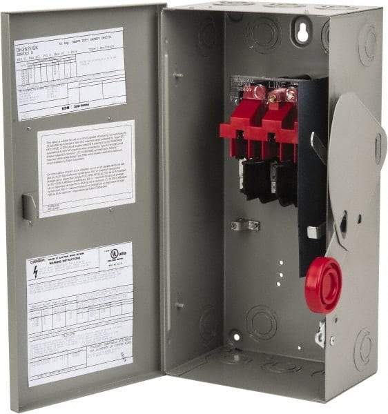 Eaton Cutler-Hammer - 60 Amp, 250 VDC, 480-600 VAC, 3 Pole Nonfused Safety Switch - NEMA 1, 1 Phase, 20 hp at 480 VAC, 25 hp at 600 VAC (Single Phase), 50 hp at 480 VAC, 60 hp at 600 VAC (Triple Phase), 3PST Contact Form - Exact Tool & Supply