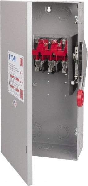 Eaton Cutler-Hammer - 100 Amp, 250 VDC, 480-600 VAC, 3 Pole Nonfused Safety Switch - NEMA 1, 1 Phase, 40 hp at 480 VAC, 50 hp at 600 VAC (Single Phase), 75 hp at 480 VAC, 100 hp at 600 VAC, 20 hp at 250 VDC (Triple Phase), 3PST Contact Form - Exact Tool & Supply