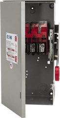 Eaton Cutler-Hammer - 30 Amp, 250 VDC, 480-600 VAC, 3 Pole Nonfused Safety Switch - NEMA 3R, 3 Phase, 7-1/2 hp at 480 VAC, 10 hp at 600 VAC (Single Phase), 20 hp at 480 VAC, 30 hp at 600 VAC (Triple Phase), 3PST Contact Form - Exact Tool & Supply