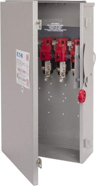 Eaton Cutler-Hammer - 200 Amp, 250 VDC, 480-600 VAC, 3 Pole Nonfused Safety Switch - NEMA 3R, 3 Phase, 50 hp at 480/600 VAC (Single Phase), 125 hp at 480 VAC, 150 hp at 600 VAC (Triple Phase), 3PST Contact Form - Exact Tool & Supply