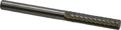 Made in USA - 1/8" Cut Diam, 1/8" Shank Diam, Cylinder Head Single Cut Burr - High Speed Steel, Flat End, 5/8" LOC, 1-1/2" OAL - Exact Tool & Supply